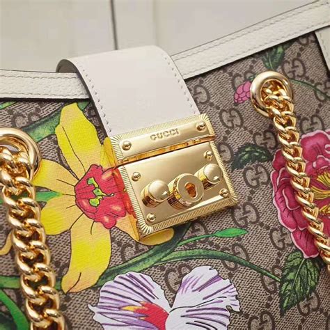 gucci padlock detail flora pattern shoulder bag|Gucci padlock bag review.